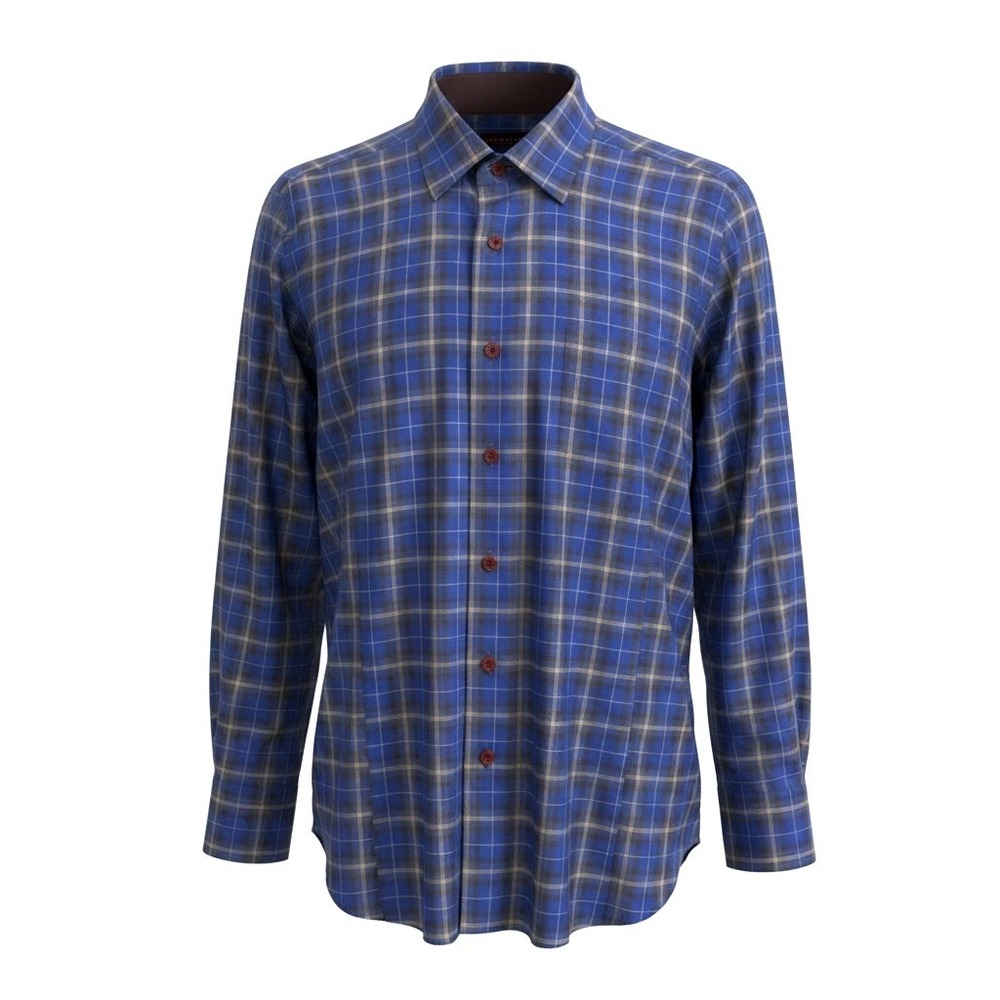 Stone Rose Mens Blue Grey Plaid Red Rivet‎ Collection Cotton Button Down Shirt 4